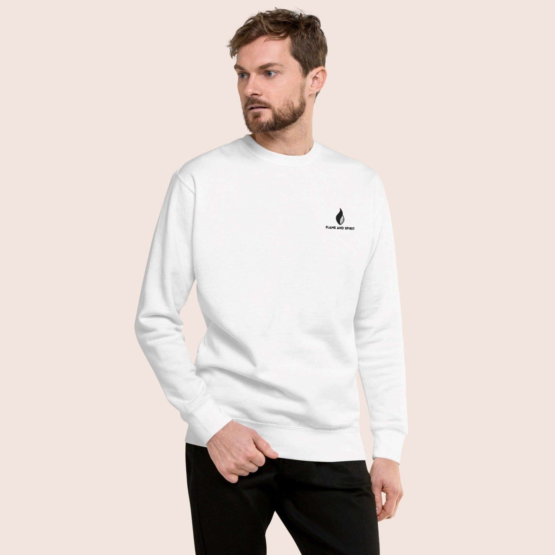 Sweat-shirt non genré, avec phrase de détermination dans le dos, Le plan B n'existe pas, au centre d'un symbole graphique de visée noir sur fond blanc. Logo brodé Flame and Spirit poitrine gauche.